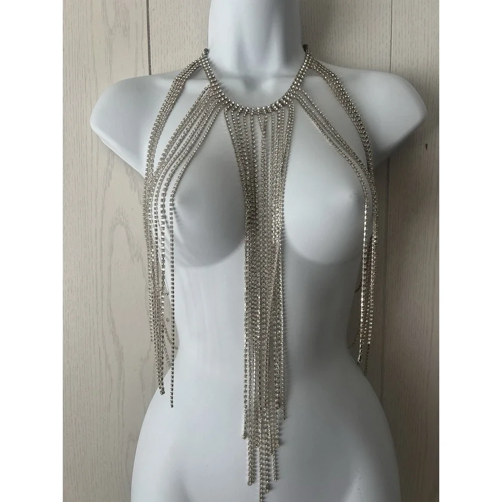 Vintage Y2K Express Rhinestone Collar Body Necklace Top NWT MSRP $300 New